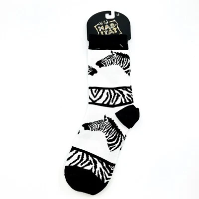 Zebra Stripe Collectible Socks Unisex Large Wild Habitat Black White - Image 1 of 2