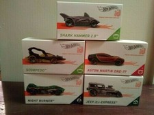Hot Wheels Id Lot of 5 Shark Hammer-Scorpedo-Aston martin-Night Burner-Jeep Dj