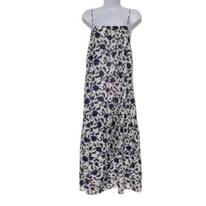 New ZARA Woman The Cecilia Dress Blue Floral Sleeveless Midi Cotton size XS Y628 - Picture 1 of 20