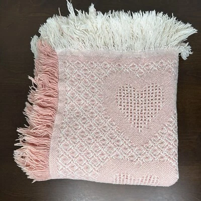 Manta tapiz corazón Fieldcrest vintage tiro algodón Kawaii EE. UU. rosa coqueta Foto 1 de 4