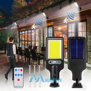 117 COB LED Solar Wall Light Outdoor Garden PIR Sensor Security Lamp with Remote - Picture 1 of 15