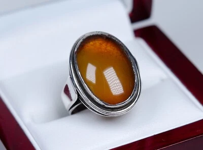 835 Silber - antiker Art Deco Ring - Butterscotch Bernstein - Fischland - Bild 1 von 4