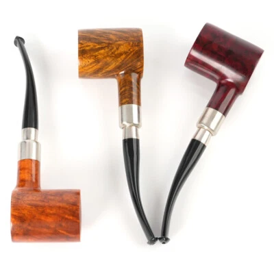 MUXIANG Briar Poker Pipe Wooden Smooth Tobacco Pipe Military Mount Ebonite Stem - Image 1 of 4