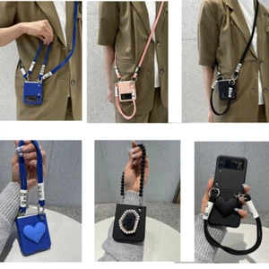 Crossbody Lanyard Bracelet Wrist Heart Case Cover For Samsung Galaxy Z Flip3/4 - Zdjęcie 1 z 45