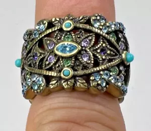 HEIDI DAUS *Romance in Artistry* Crystal WIDE Ring Size 7 Sparkly Colorful! HTF! - Picture 1 of 4