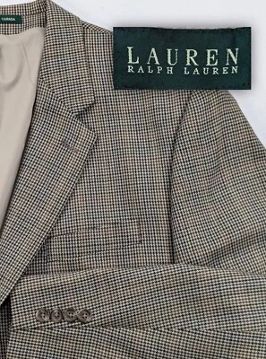 Ralph Lauren Blazer Abrigo Deportivo Lana Pata de Gallo Ventana Traje Chaqueta 46L 48" Foto 1 de 4