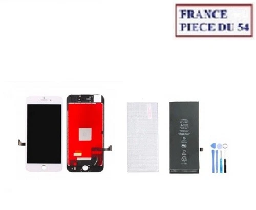 VITRE TACTILE + ECRAN LCD + BATTERIE + OUTILS + VERRE TREMPE IPHONE 8 PLUS BLANC - Photo 1/1