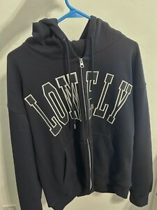 NOHANT Lonely/Lovely Hoodie Zip-Up Navy Blue Size M 노앙