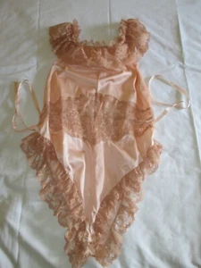 Vintage Sateen and Lace Sleep Romper Size XS - Picture 1 of 12