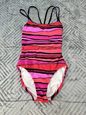 Traje de baño para damas talla 6 SPEEDO 1 pieza sin mangas rojo, rosa intenso, negro a rayas playa verano Foto 1 de 4