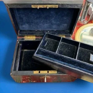 VERY NICE OLD ORIGINAL English CROSS LONDON Jewelry Box W/Key - Picture 1 of 9