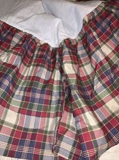 Ralph Lauren Chaps Sage Green Coral Preppy Plaid Queen Bed Skirt Dust Ruffle