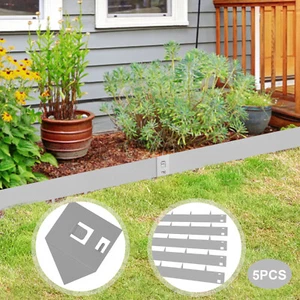 5PCS 3"x39" Outdoor Yard Barrier Steel Lawn Edging Metal Landscape Edging Grey - Picture 1 of 12