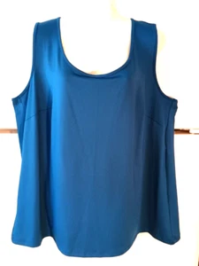 NEW WOMEN'S CARHERINES SOLID TEAL BLUE SCOOP NECK TANK TOP PLUS SIZE 1X 18/20W - Picture 1 of 4