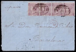 GB Used Abroad 1872 6d Pl 5 SI-SL fine C61 SAN JUAN Porto Rico Barcelona SG Z92 - Picture 1 of 2
