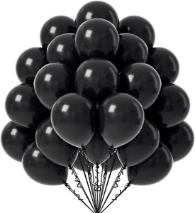 Schwarze Luftballons - 12 Zoll, 50er Pack Latex Party Luftballons für Geburtstag, Abschlussfeier, - Bild 1 von 12