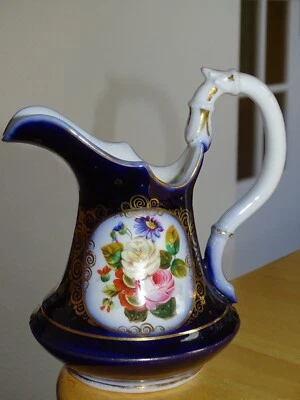 VALENTINE 1 ANCIEN GRAND CREMIER EN PORCELAINE EPOQUE XIXe BLEU DE FOUR DORURE - Photo 1/4