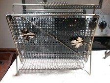 Vintage Brass Finish Metal Magazine Rack/Stand Very Good Pre-Owned Condition