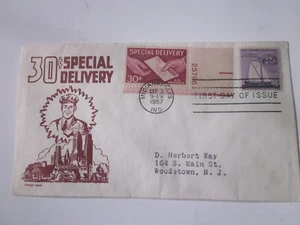 US COVER SPECIAL DELIVERY 30C FDC COMBO SCOTT E21 CACHET CRAFT W/PLATE NUMBER - Picture 1 of 3