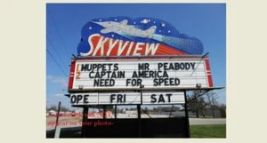 Skyview Drive-In Movie Theater Sign PHOTO Belleville Illinois,Marquee, Est. 1949 - Picture 1 of 2