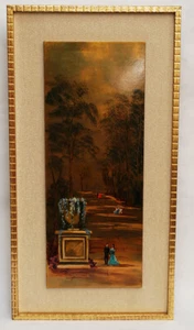 Vintage Mid Century Modern Painting Signed LORE - Romantic European Scene Paris - Picture 1 of 6