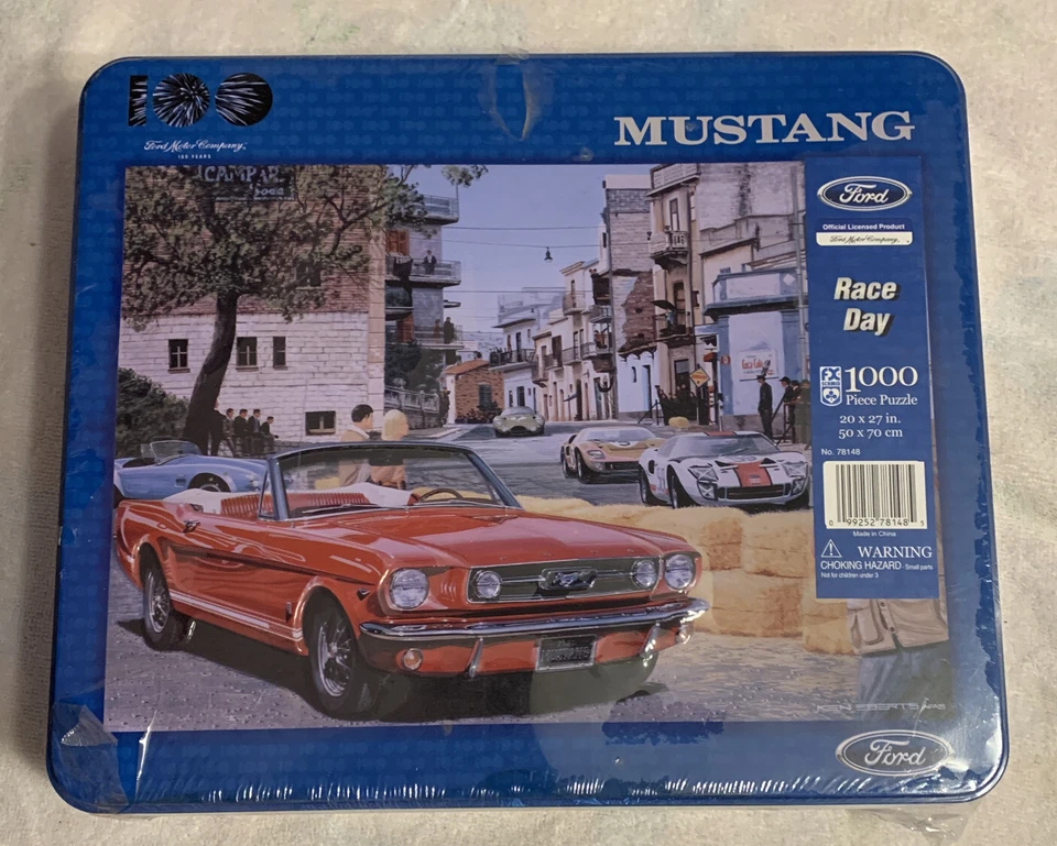 Ford Red Mustang Jigsaw Puzzle Race Day 1000 Piece Schmid 3d Tin 100 Years 2002
