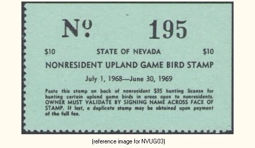 D2K Nevada Upland Game 1968 $10.00 - Image 1 of 1