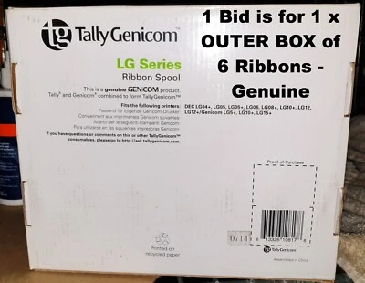 TALLY GENICOM Box of 6 GENUINE Ribbons LG SERIES 5+ 10+ 15+ DEC LG04+ See List - Image 1 of 3