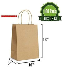 Kraft Paper Gift Bags Bulk With Handles [ Ideal For Shopping, Packaging, Retail,