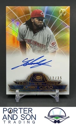 Johnny Cueto #/35 Tribute to the Pastime Sepia Auto 2014 Topps Tribute #TPT-JC - Image 1 of 2