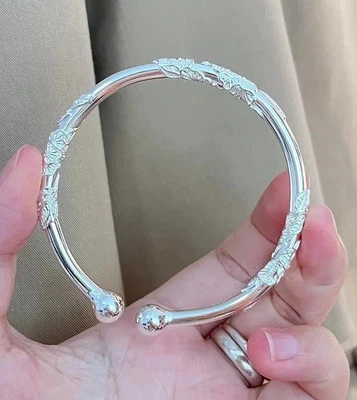 EDLES Armband 925 SILBER massiv Armkette  MANSCHETTEN ARMREIF Armzange Ring Bead - Bild 1 von 3