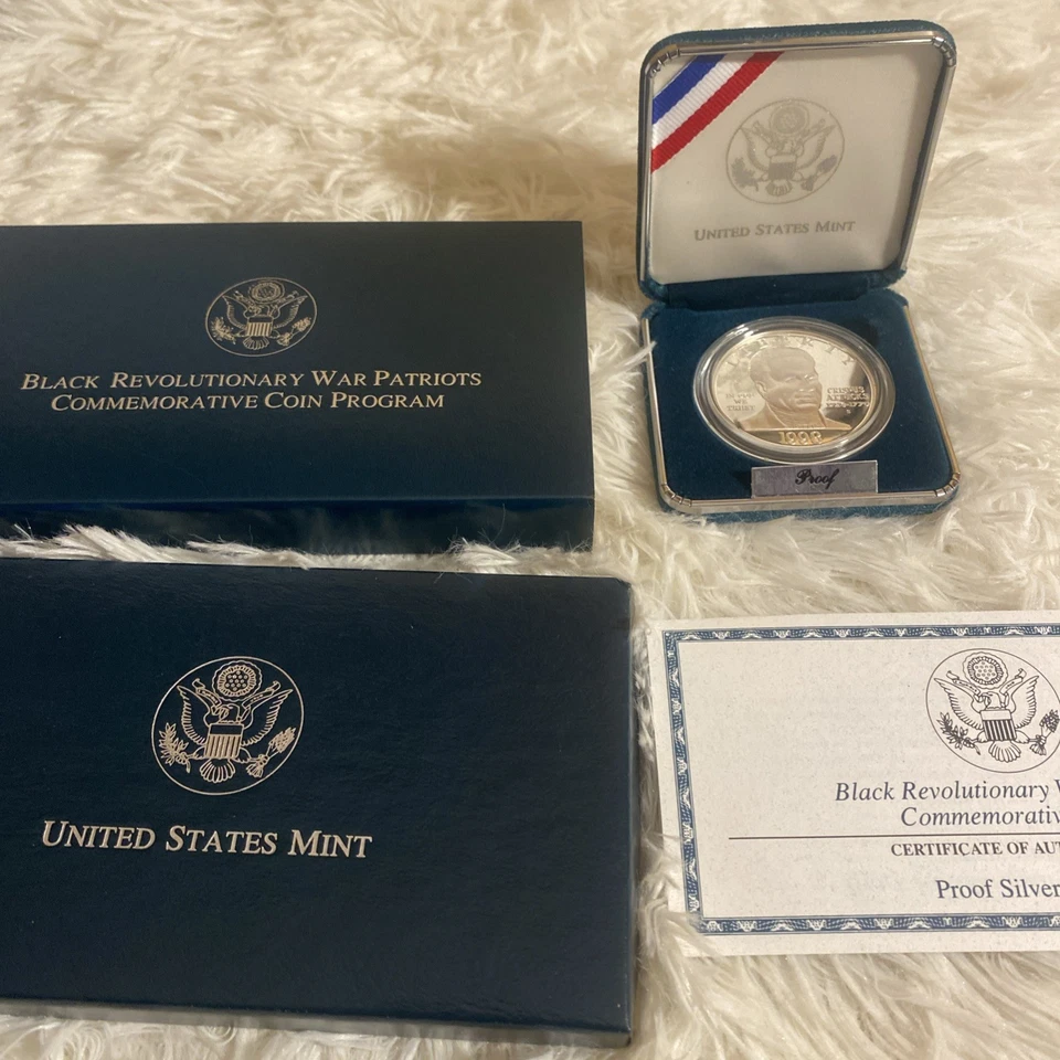 1998 US Proof Black Revolutionary War Patriots Silver $1 Dollar Coin Set w/ COA - Image 1 of 4