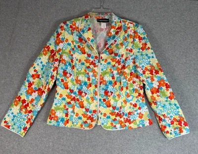 REQUISITOS Chaqueta Blazer Talla 12 Cremallera Completa Colorida Floral Primavera De Colección Años 80 Foto 1 de 4