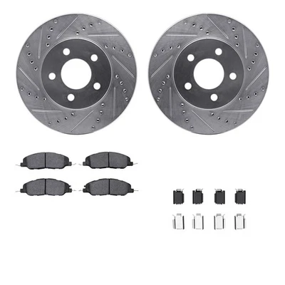 For Ford Mustang 05-10 Brake Kit Drilled & Slotted Front Brake Kit w Performance - Imagem 1 de 3