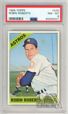 Tarjeta Robin Roberts 1966 Topps #530 PSA 8 casi nueva-como nueva Foto 1 de 2