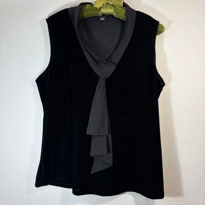 Camiseta sin mangas Tommy Hilfiger para mujer XL terciopelo negra crepé corbata sin mangas gótica oficina Foto 1 de 4