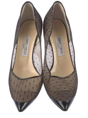 Jimmy Choo Negro Encaje Lunares Gatito Tacón Bomba Talla 41 Foto 1 de 4