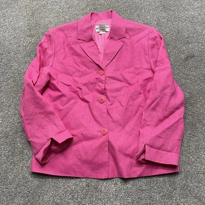 Pendleton Blazer Mujer 8 Rosa Lino Forrado 3 Botones Muesca Solapa Chaqueta Oficina Foto 1 de 4