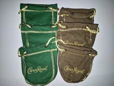 Lot of 6 Crown Royal 50ml Mini Bags : 3 Green And 3 Vanilla  - Image 1 of 2