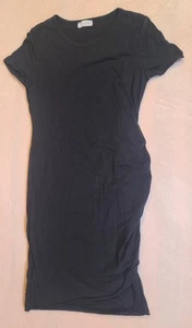 Rosa Lilie schwarz geraffte Taille Kurzarm T-Shirt Kleid Größe Medium  - Bild 1 von 9