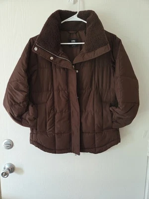 Abercrombie & Fitch YPB On The Go Puffer Faux Fur Collar Brown Coat S/M New - Image 1 of 4