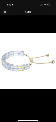 Pulsera Swarovski Letra LUNA AMARILLA, Blanca, Chapada en Oro - 5615863 Nueva Foto 1 de 4