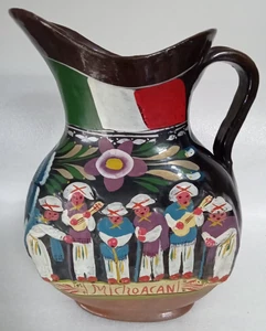 Vintage mexikanische Keramik Krug. "Tanz der alten Männer". Michoacan / Santa Fe - Bild 1 von 6