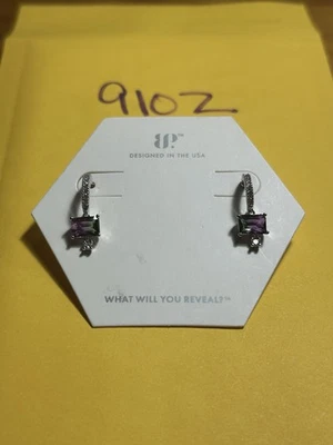 NUEVO EN CAJA Pendientes Colgantes Bomb Party RBP5371 Belleza Clásica LC Verde/Púrpura Rodio Pl Foto 1 de 4