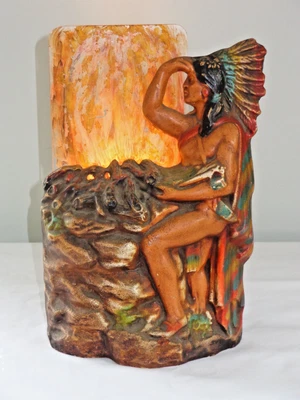 1920s Frank Gritt Indian Chalkware Motion Lamp - Image 1 of 4