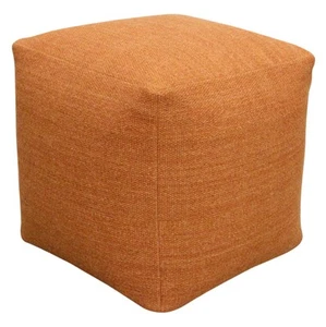 Remi Pouf in Handwoven Contemporary Orange Wool - Picture 1 of 4