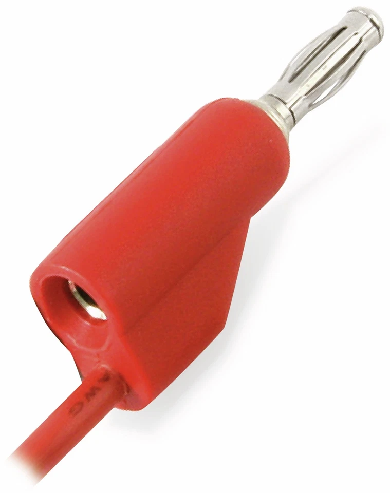 POLLIN-CHOICE Messleitung, 2x Büschelstecker mit, Kupplung 4mm, 18AWG, rot, 0,5m