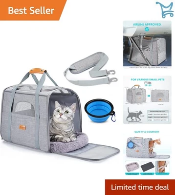 Transportador de mascotas de lados suaves para gatos y cachorros medianos aprobado por aerolíneas de viaje Foto 1 de 4