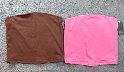 2x Wild Fable Womens Large Butter Bliss Tube Top Pink & Brown - Image 1 of 4