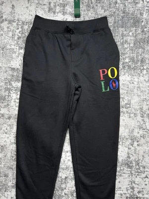Pantalones deportivos Polo Ralph Lauren para niños medianos 10-12 negros de algodón con bolsillos pony Foto 1 de 4